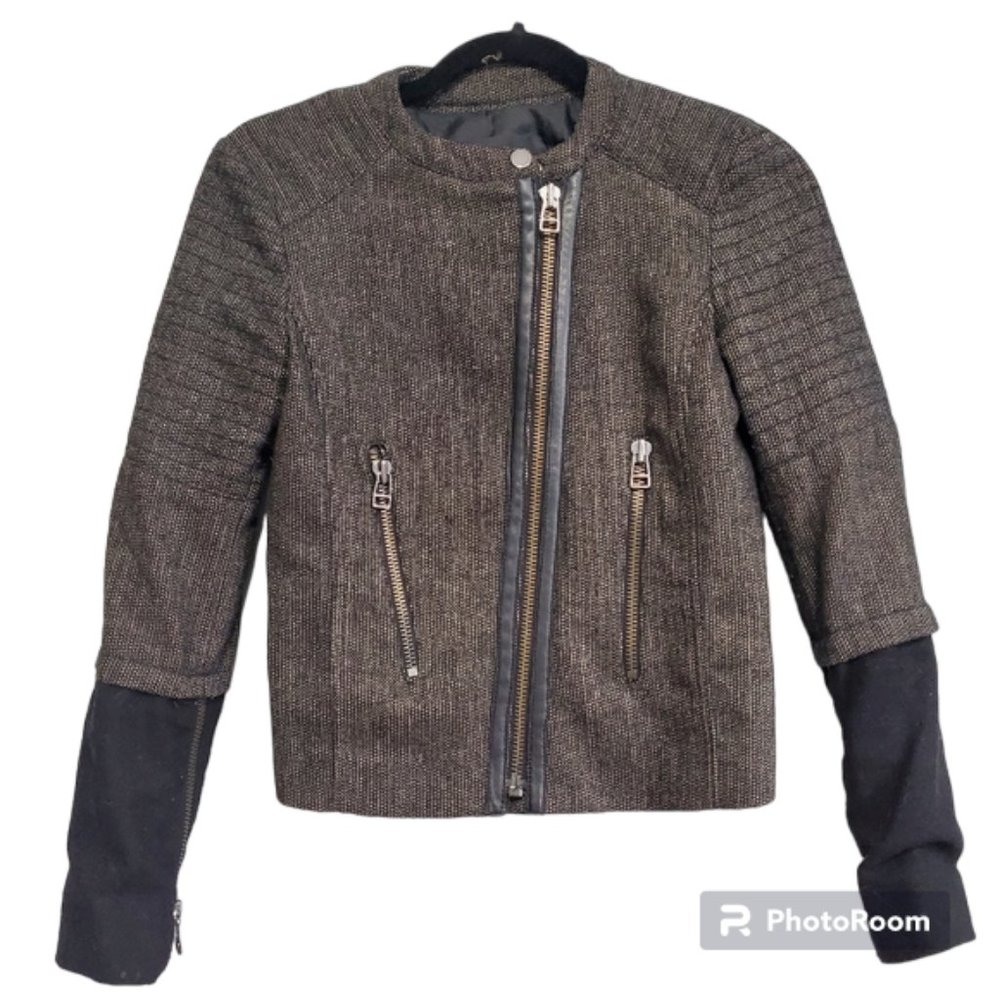 Mango Suit bomber herringbone
